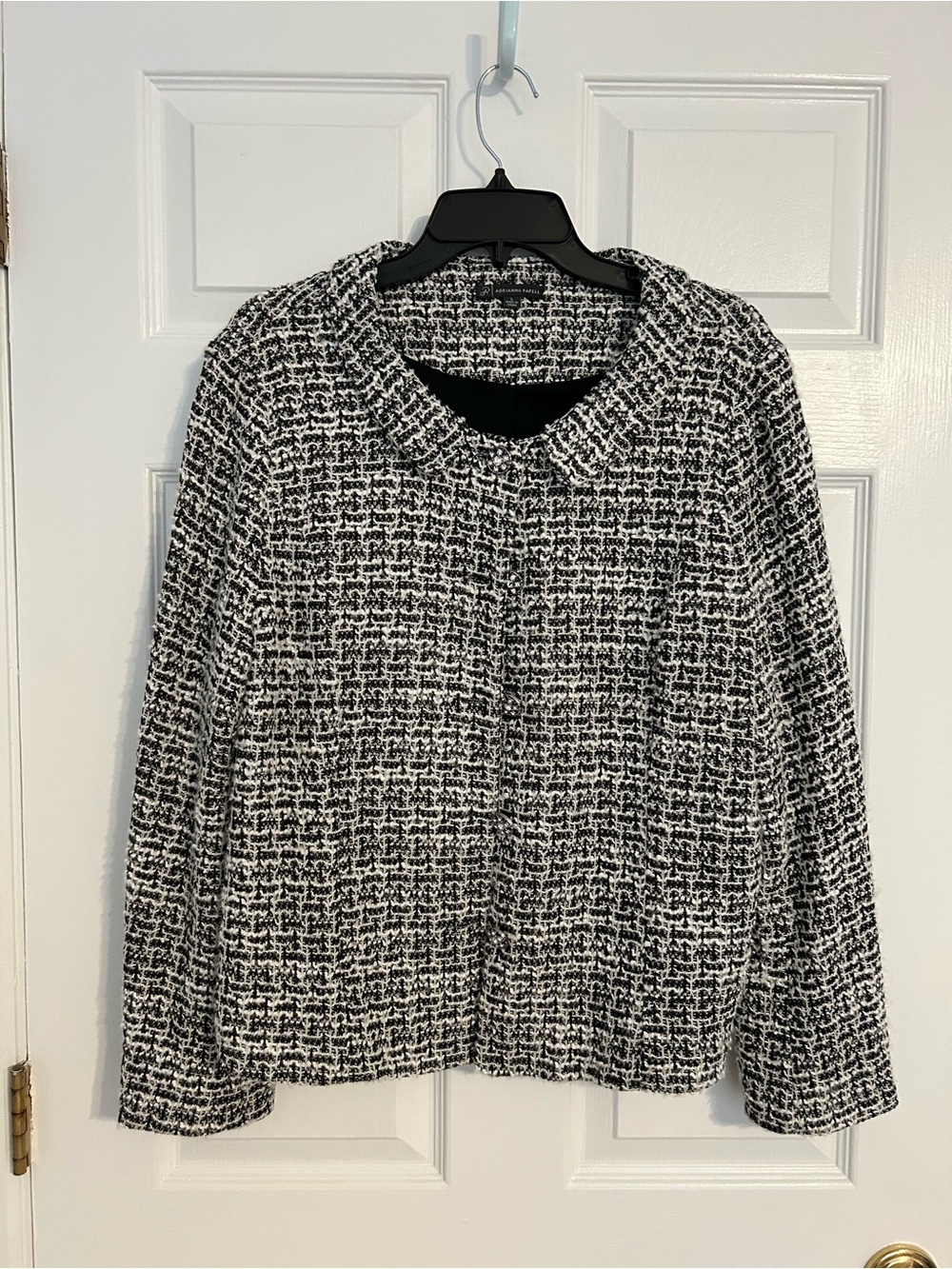 Adrianna Papell Black and White Textured Bouclé Jacket